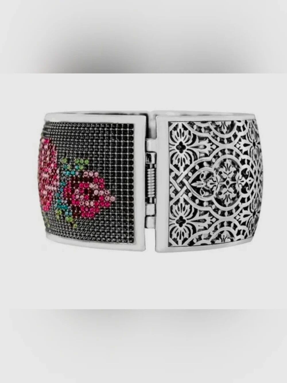 New Brighton Victorian Rose hinged bracelet bangle with 635 crystals $198